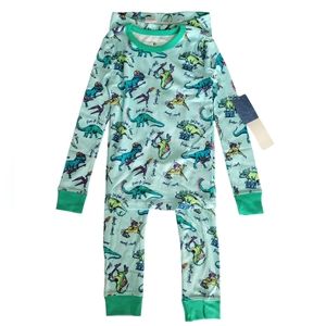 FISH STIX By Stitch Fix Green Dinosaur 2 Piece Pajama Set Size M (8-10)